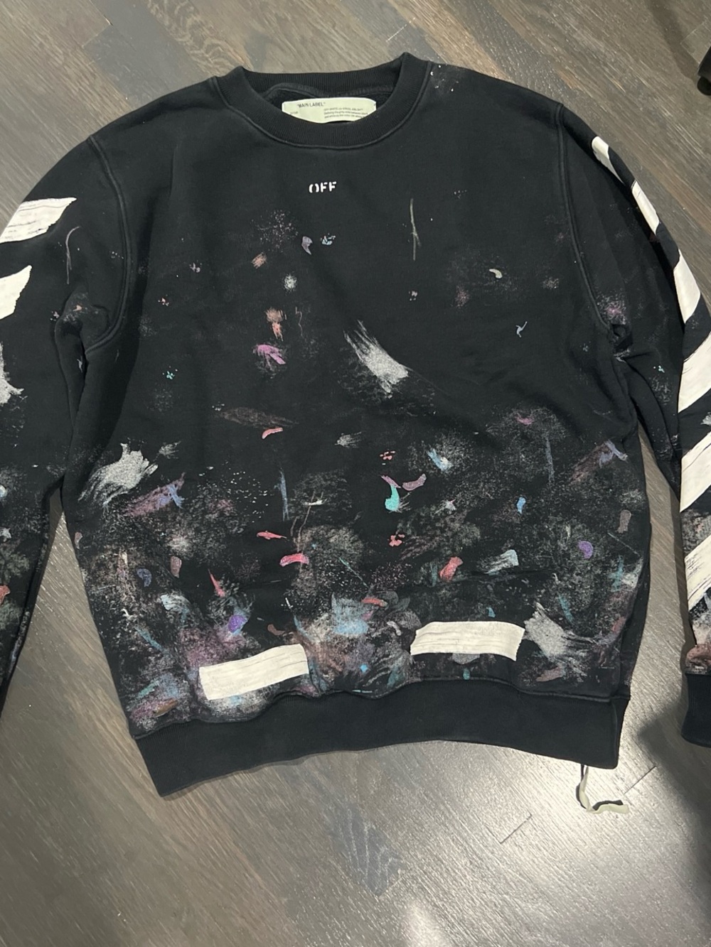 Off-White Black Multicolor Paint-Detail Crewneck Sweatshirt